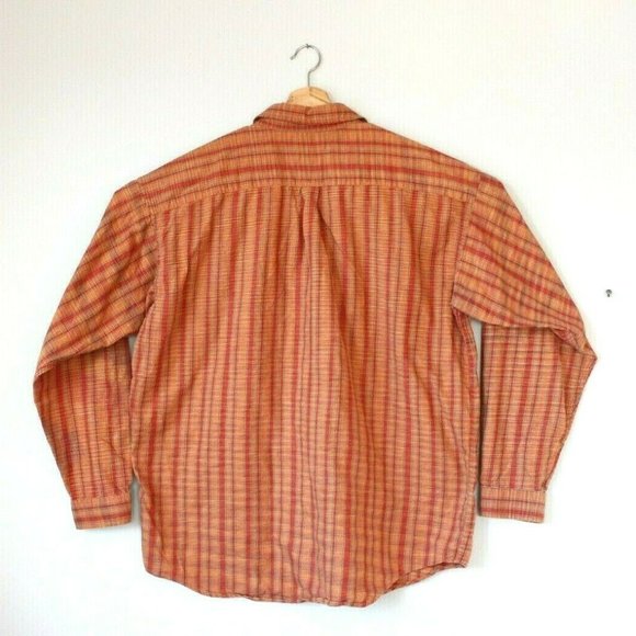 Patagonia Mens Extra Large XL Orange & Red Plaid Button Down 100% Organic Cotton - Picture 2 of 4